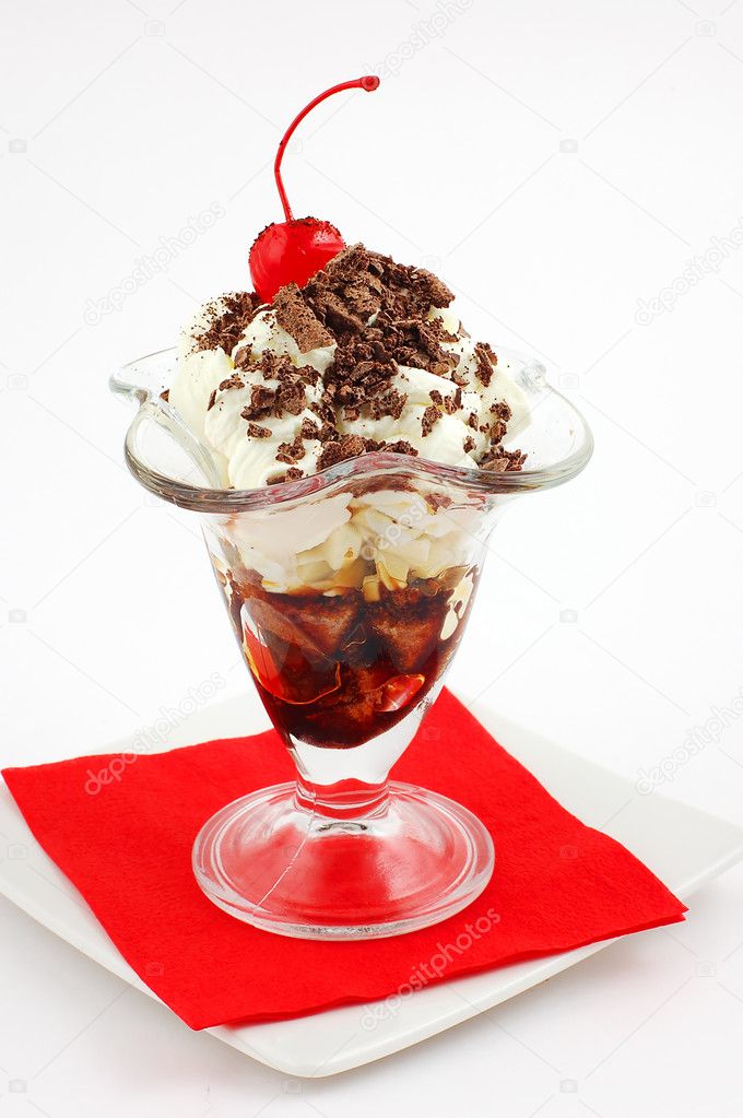 Ice-cream with a cherry
