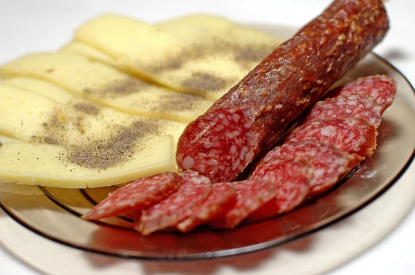 Sausage and cheese — Stock Photo, Image