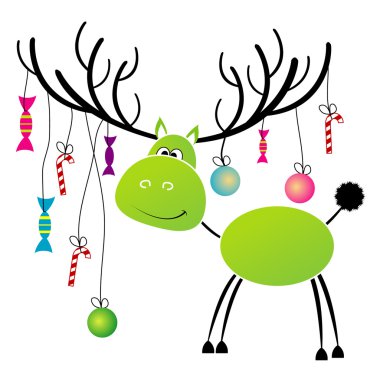 Christmas reindeer with gift for you clipart