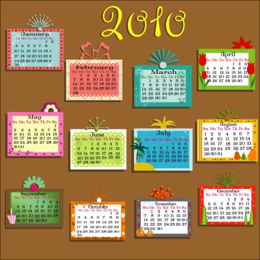 Colorful Calendar for 2010 clipart