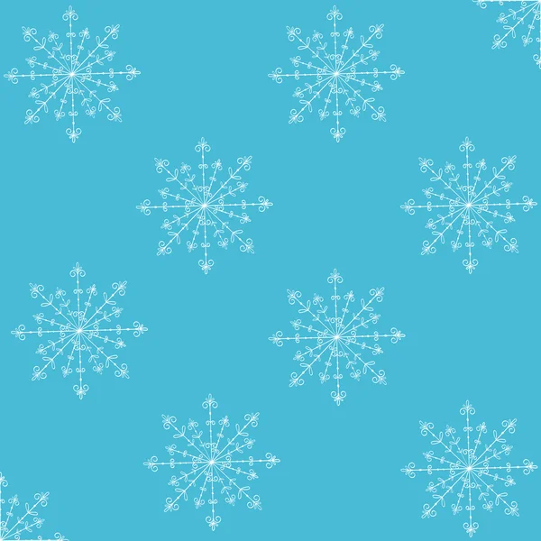 Χωρίς ραφή πρότυπο μπλε με νιφάδες χιονιού. — Διανυσματικό Αρχείο