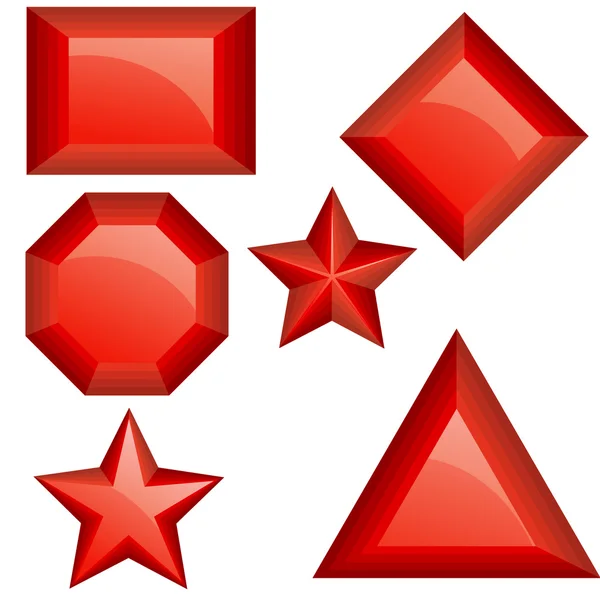 Conjunto de diamantes rojos — Vector de stock