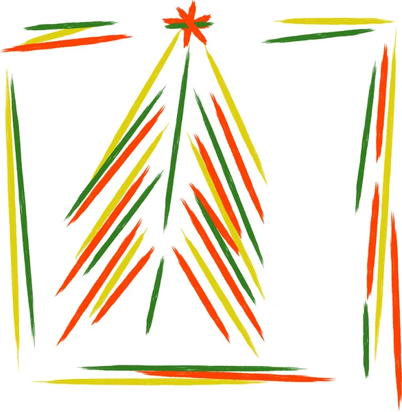 Weihnachtsbaum mit bunten Dekorationen — Stockvektor