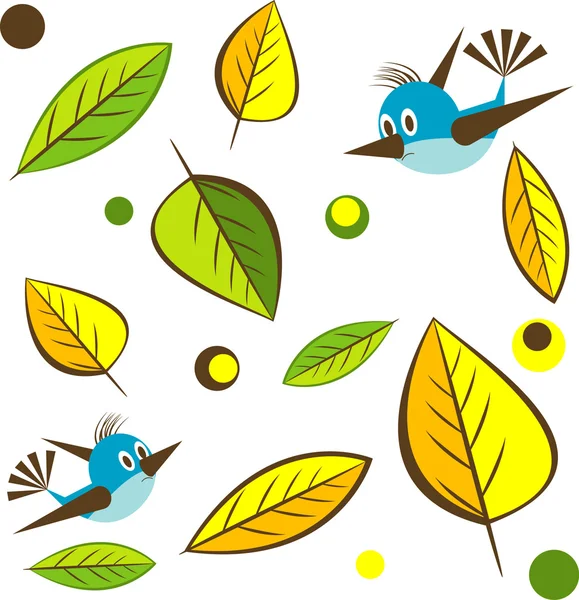Background with leaf with bird. — Stock Vector