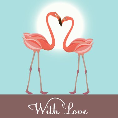 Flamingo love. Vector Illustration clipart