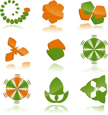 Set of glossy design elements in two col clipart