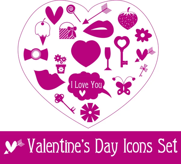 Día de San Valentín icono conjunto . — Vector de stock