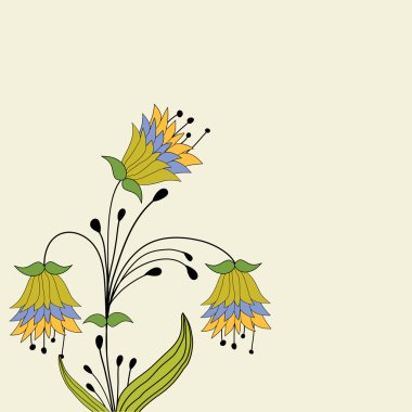 Background with abstract cartoon flowers