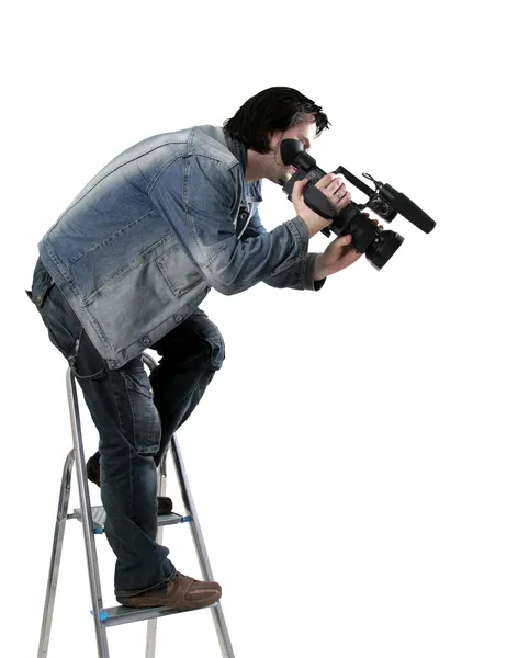 Cameraman de trabalho isolado — Fotografia de Stock