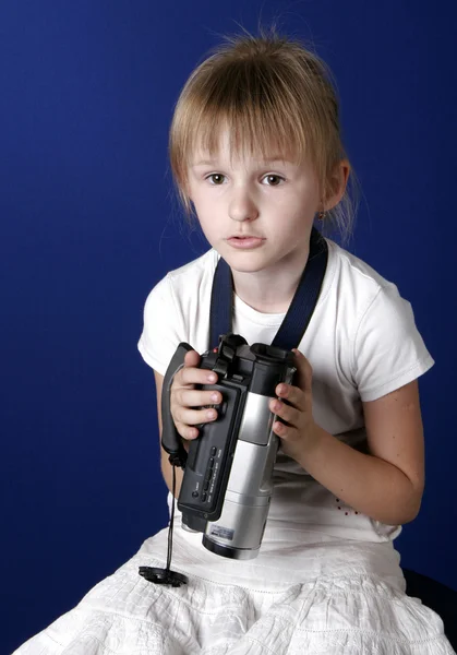 Dívka natáčení domácího videa — Stock fotografie