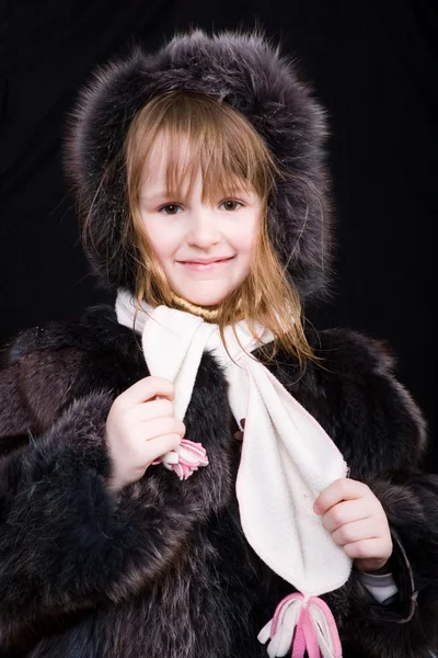 Little girl in fur — Stock Photo, Image