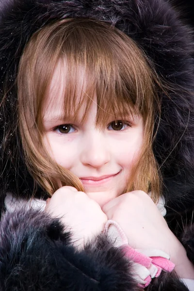 Little girl in fur — Stock Photo, Image