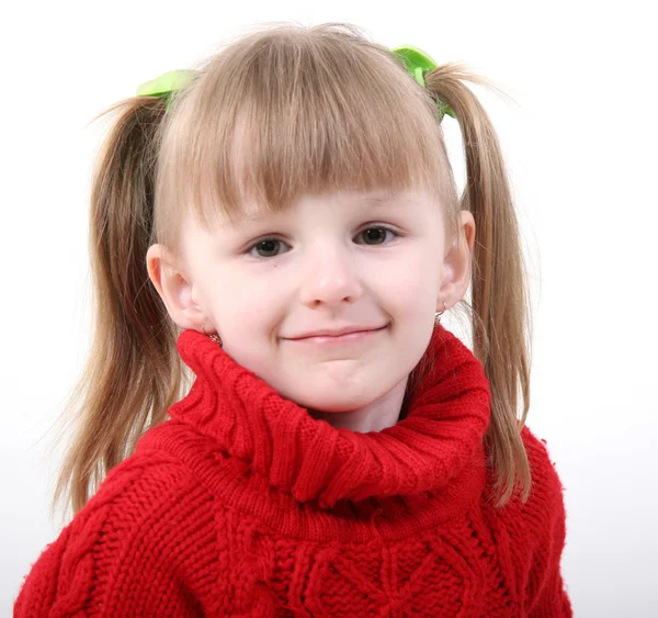 Girl in red cardigan — Stock Photo, Image