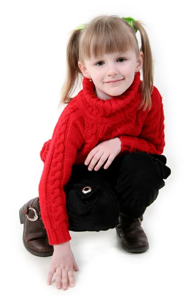 Κορίτσι στην κόκκινη ζακέτα — Φωτογραφία Αρχείου