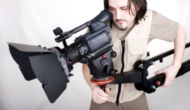 Hd camcorder on crane clipart