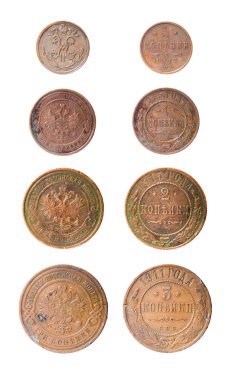 Isolated old russian coins clipart