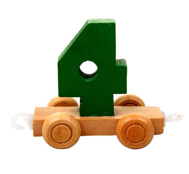 Isolated wooden number four clipart