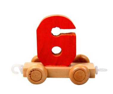 Isolated wooden number six clipart