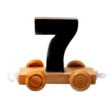 Isolated wooden number seven clipart