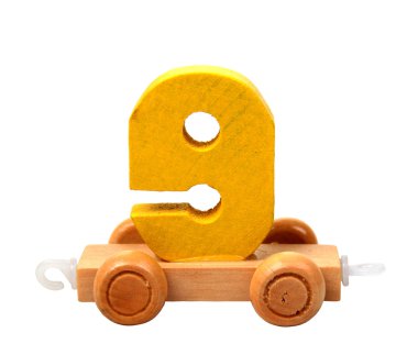 Isolated wooden number nine clipart