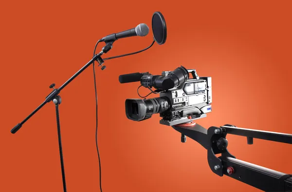 Videokameran och mikrofon — Stockfoto