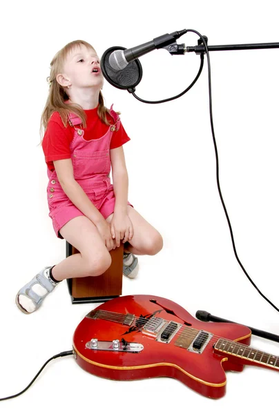Girl in audio studio — Stock Photo, Image