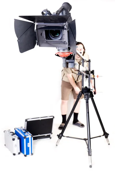 Hd camcorder on crane — Stock Photo, Image
