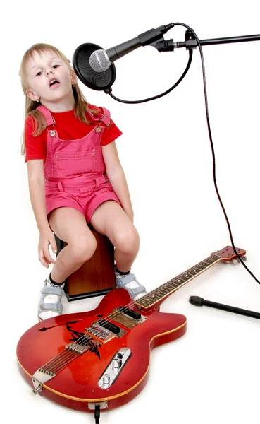 Girl in audio studio — Stock Photo, Image
