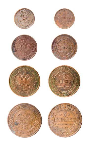 Monedas rusas antiguas aisladas — Foto de Stock