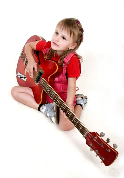 Little girl and guitar — Stock Photo, Image