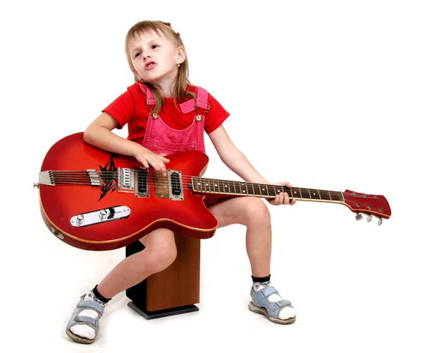 Bambina e chitarra — Foto Stock