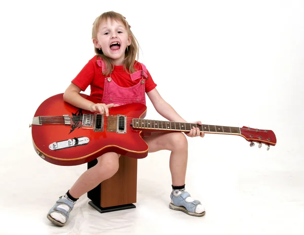 Little girl and guitar — Stock Photo, Image