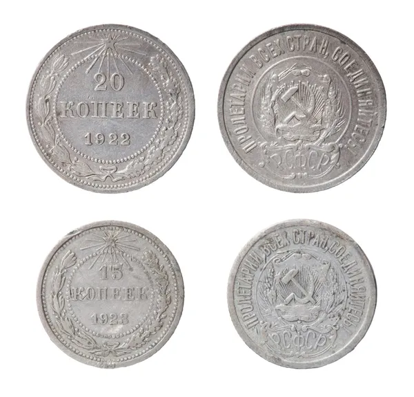 隔离两个苏联硬币 — 图库照片