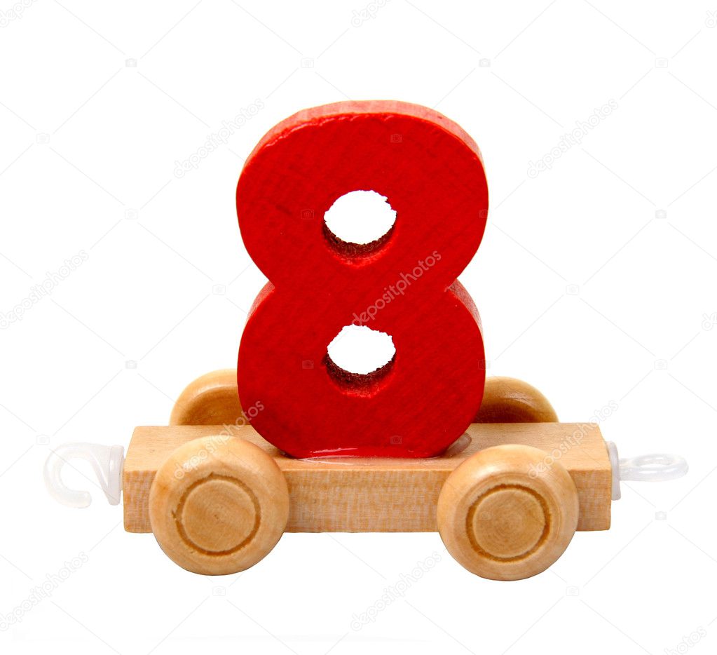 Isolated wooden number eight