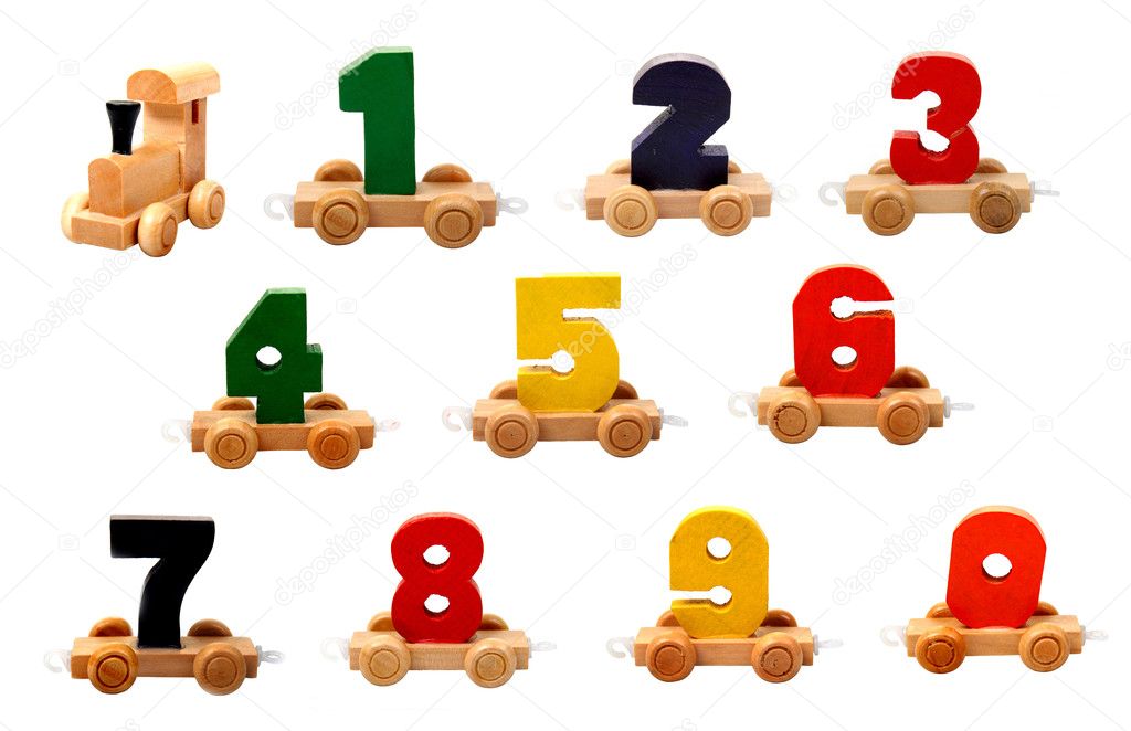 Isolated wooden numbers
