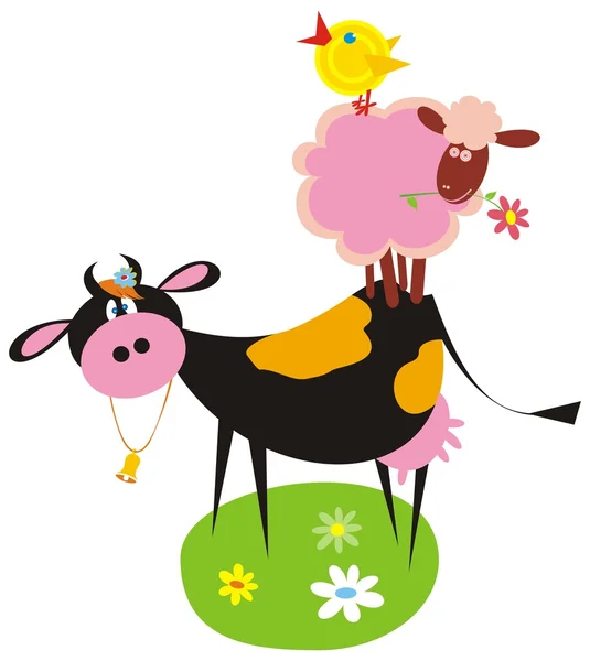 Komik çiftlik hayvanları — Stok Vektör