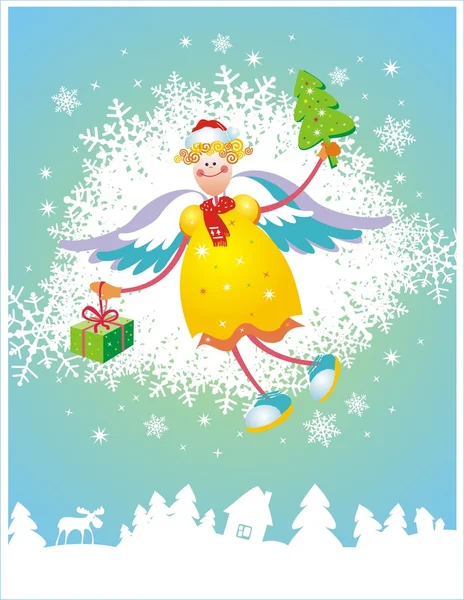 Weihnachtskarte mit Engel — Stockvektor