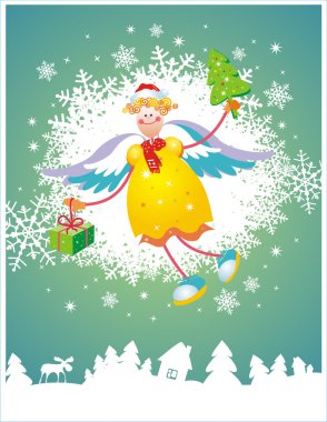 Christmas card with angel clipart