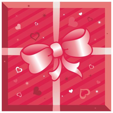 Gift box with hearts clipart