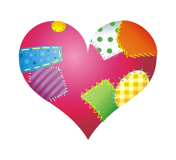 Coeur avec patch couleur — Image vectorielle