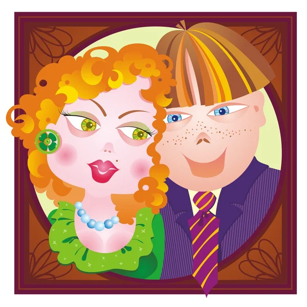 Portrait d'homme et de femme — Image vectorielle