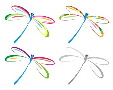 Set of color dragonfly clipart