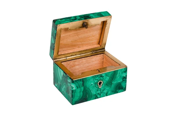 Малахітова коробка, відкрита коробка — стокове фото