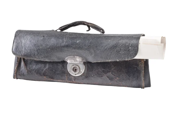 Старый ретро портфель (портфель) с остроумием — стоковое фото