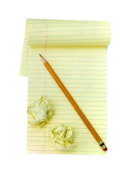 Almofada de notas e lápis — Fotografia de Stock