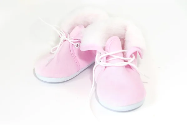 Růžové dívčí botičky — Stock fotografie