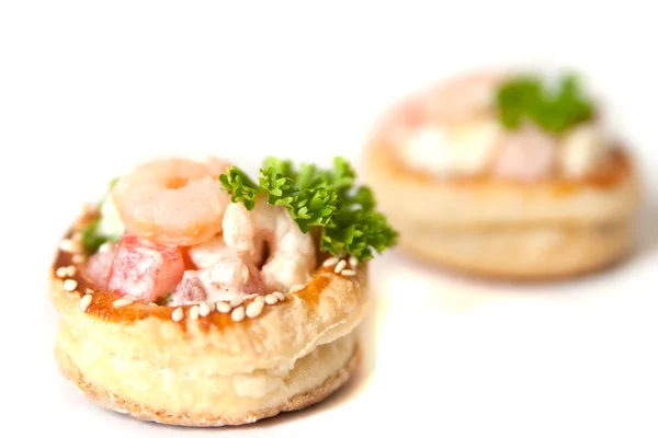 stock image Volauvens with shrimp salad