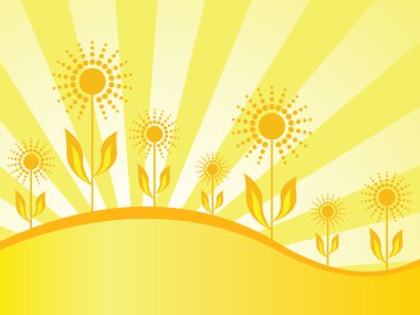 Spring wallpaper with sunflowers clipart