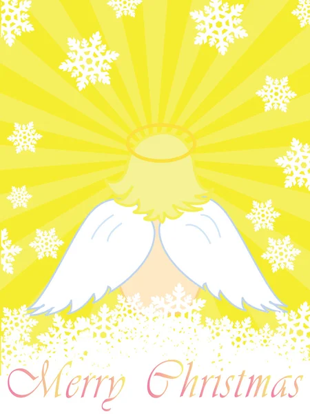 Gold christmas card with baby angel — Stock Vector