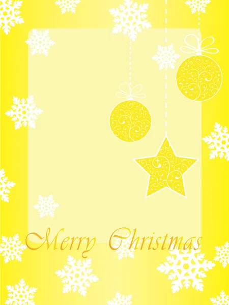 Gold christmas card with baubles — Stock Vector